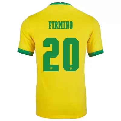 Lapset Brasilian jalkapallomaajoukkue Roberto Firmino #20 Kotipaita Keltainen 2021 Lyhythihainen Paita