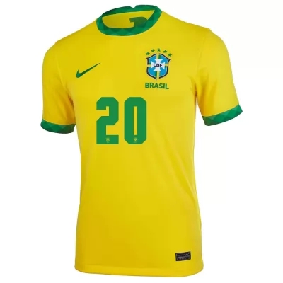 Naisten Brasilian Jalkapallomaajoukkue Roberto Firmino #20 Kotipaita Keltainen 2021 Lyhythihainen Paita