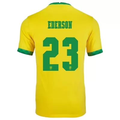 Lapset Brasilian jalkapallomaajoukkue Ederson #23 Kotipaita Keltainen 2021 Lyhythihainen Paita