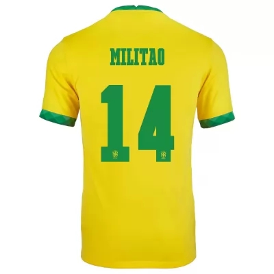Lapset Brasilian jalkapallomaajoukkue Eder Militao #14 Kotipaita Keltainen 2021 Lyhythihainen Paita
