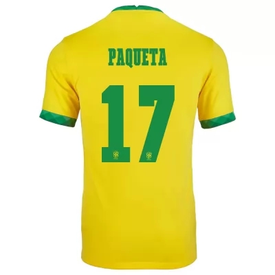 Miesten Brasilian jalkapallomaajoukkue Lucas Paqueta #17 Kotipaita Keltainen 2021 Lyhythihainen Paita