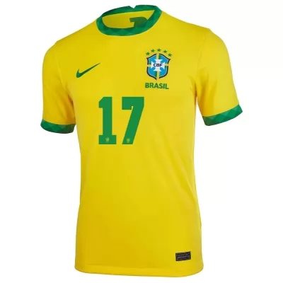 Lapset Brasilian Jalkapallomaajoukkue Lucas Paqueta #17 Kotipaita Keltainen 2021 Lyhythihainen Paita