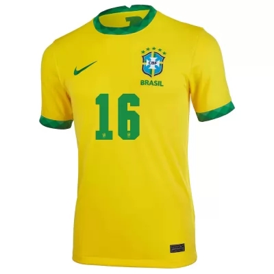Lapset Brasilian Jalkapallomaajoukkue Renan Lodi #16 Kotipaita Keltainen 2021 Lyhythihainen Paita