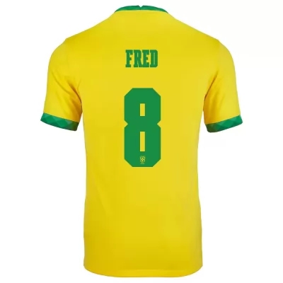 Lapset Brasilian jalkapallomaajoukkue Fred #8 Kotipaita Keltainen 2021 Lyhythihainen Paita