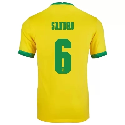 Naisten Brasilian jalkapallomaajoukkue Alex Sandro #6 Kotipaita Keltainen 2021 Lyhythihainen Paita