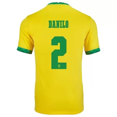 Miesten Brasilian jalkapallomaajoukkue Danilo #2 Kotipaita Keltainen 2021 Lyhythihainen Paita