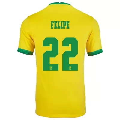 Naisten Brasilian jalkapallomaajoukkue Felipe #22 Kotipaita Keltainen 2021 Lyhythihainen Paita
