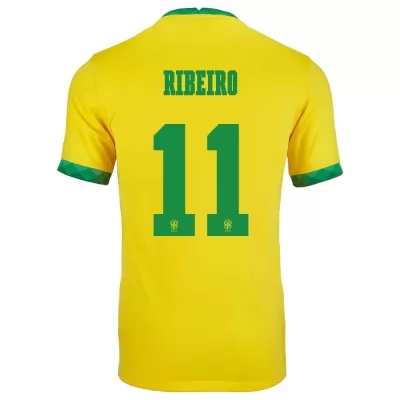 Naisten Brasilian jalkapallomaajoukkue Everton Ribeiro #11 Kotipaita Keltainen 2021 Lyhythihainen Paita