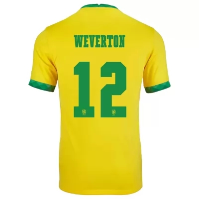 Naisten Brasilian jalkapallomaajoukkue Weverton #12 Kotipaita Keltainen 2021 Lyhythihainen Paita