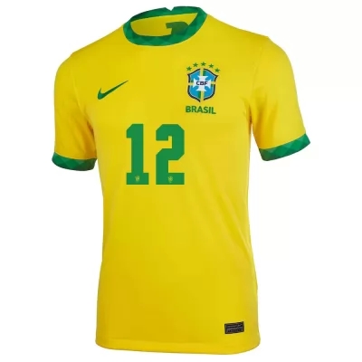 Naisten Brasilian Jalkapallomaajoukkue Weverton #12 Kotipaita Keltainen 2021 Lyhythihainen Paita