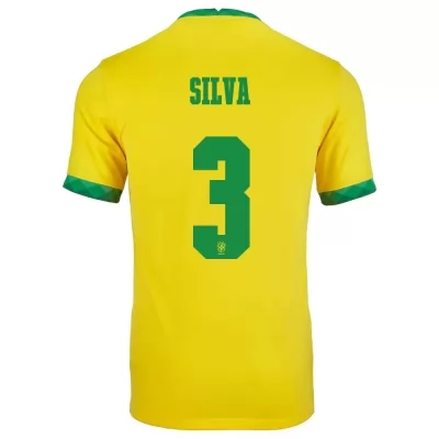 Lapset Brasilian jalkapallomaajoukkue Thiago Silva #3 Kotipaita Keltainen 2021 Lyhythihainen Paita