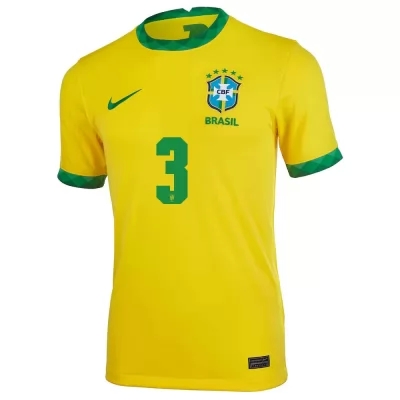 Lapset Brasilian Jalkapallomaajoukkue Thiago Silva #3 Kotipaita Keltainen 2021 Lyhythihainen Paita