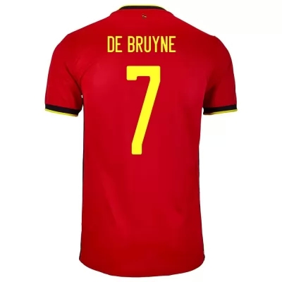 Lapset Belgian jalkapallomaajoukkue Kevin De Bruyne #7 Kotipaita Punainen 2021 Lyhythihainen Paita