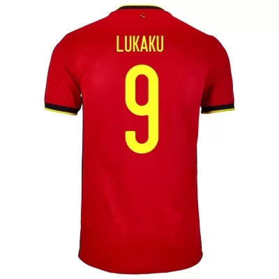 Lapset Belgian jalkapallomaajoukkue Romelu Lukaku #9 Kotipaita Punainen 2021 Lyhythihainen Paita