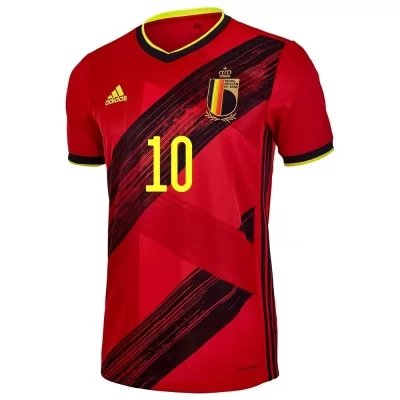 Naisten Belgian Jalkapallomaajoukkue Eden Hazard #10 Kotipaita Punainen 2021 Lyhythihainen Paita