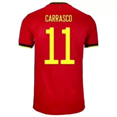 Lapset Belgian jalkapallomaajoukkue Yannick Carrasco #11 Kotipaita Punainen 2021 Lyhythihainen Paita