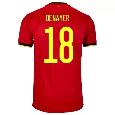 Lapset Belgian Jalkapallomaajoukkue Jason Denayer #18 Kotipaita Punainen 2021 Lyhythihainen Paita