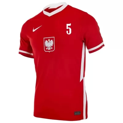 Lapset Puolan Jalkapallomaajoukkue Jan Bednarek #5 Kotipaita Punainen 2021 Lyhythihainen Paita