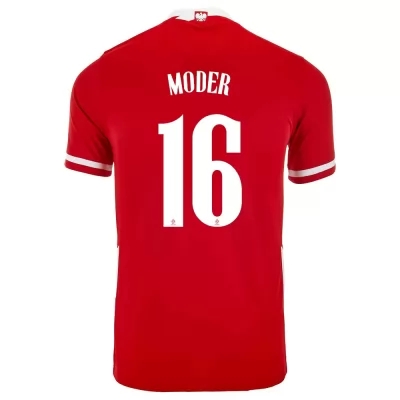 Lapset Puolan Jalkapallomaajoukkue Jakub Moder #16 Kotipaita Punainen 2021 Lyhythihainen Paita