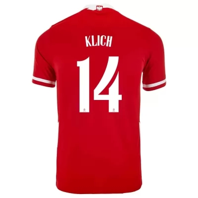 Lapset Puolan Jalkapallomaajoukkue Mateusz Klich #14 Kotipaita Punainen 2021 Lyhythihainen Paita