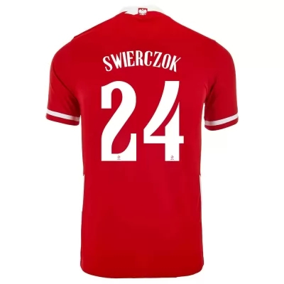 Lapset Puolan Jalkapallomaajoukkue Jakub Swierczok #24 Kotipaita Punainen 2021 Lyhythihainen Paita