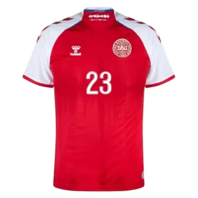 Miesten Tanskan Jalkapallomaajoukkue Pierre-emile Hojbjerg #23 Kotipaita Punainen 2021 Lyhythihainen Paita