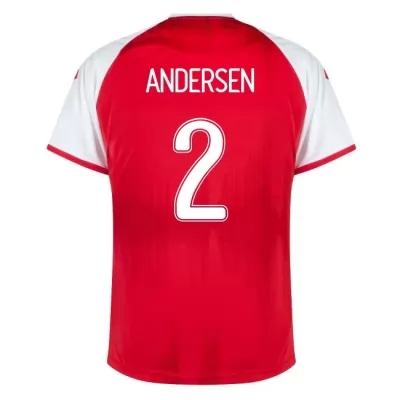 Lapset Tanskan Jalkapallomaajoukkue Joachim Andersen #2 Kotipaita Punainen 2021 Lyhythihainen Paita