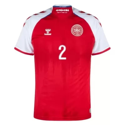 Lapset Tanskan Jalkapallomaajoukkue Joachim Andersen #2 Kotipaita Punainen 2021 Lyhythihainen Paita