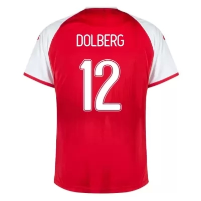 Miesten Tanskan Jalkapallomaajoukkue Kasper Dolberg #12 Kotipaita Punainen 2021 Lyhythihainen Paita