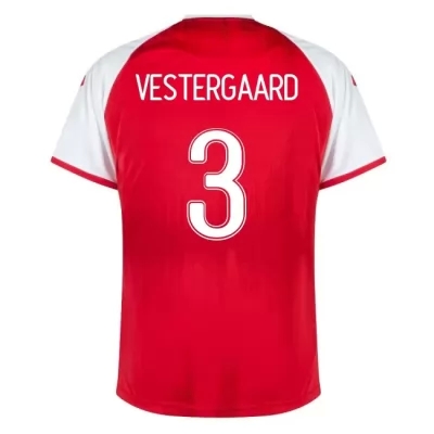 Lapset Tanskan Jalkapallomaajoukkue Jannik Vestergaard #3 Kotipaita Punainen 2021 Lyhythihainen Paita