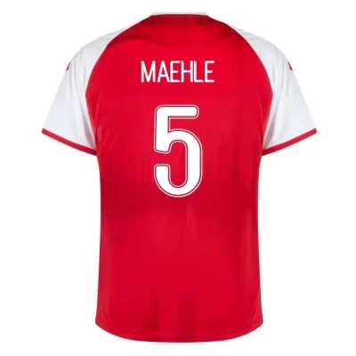 Lapset Tanskan Jalkapallomaajoukkue Joakim Maehle #5 Kotipaita Punainen 2021 Lyhythihainen Paita