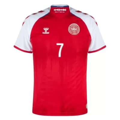 Naisten Tanskan Jalkapallomaajoukkue Robert Skov #7 Kotipaita Punainen 2021 Lyhythihainen Paita