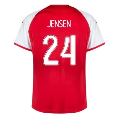 Lapset Tanskan Jalkapallomaajoukkue Mathias Jensen #24 Kotipaita Punainen 2021 Lyhythihainen Paita
