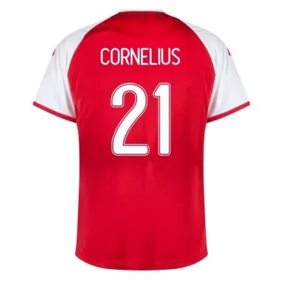 Naisten Tanskan Jalkapallomaajoukkue Andreas Cornelius #21 Kotipaita Punainen 2021 Lyhythihainen Paita