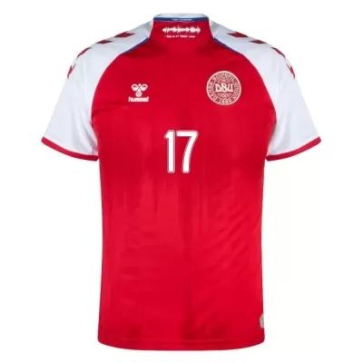 Lapset Tanskan Jalkapallomaajoukkue Jens Stryger Larsen #17 Kotipaita Punainen 2021 Lyhythihainen Paita