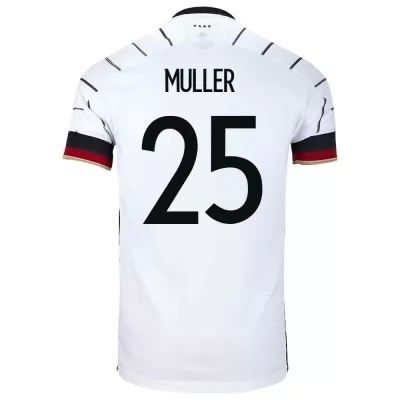 Miesten Saksan jalkapallomaajoukkue Thomas Muller #25 Kotipaita Valkoinen 2021 Lyhythihainen Paita