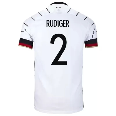 Lapset Saksan jalkapallomaajoukkue Antonio Rudiger #2 Kotipaita Valkoinen 2021 Lyhythihainen Paita