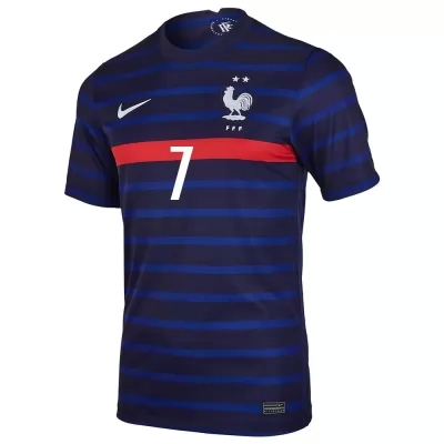 Naisten Ranskan Jalkapallomaajoukkue Antoine Griezmann #7 Kotipaita Tummansininen 2021 Lyhythihainen Paita