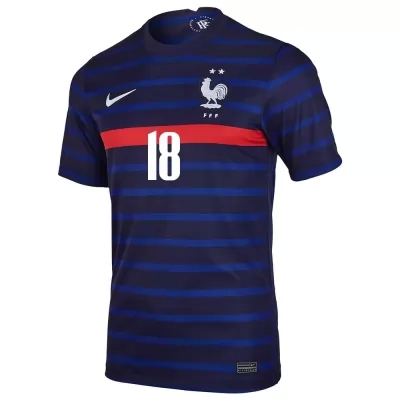 Naisten Ranskan Jalkapallomaajoukkue Lucas Digne #18 Kotipaita Tummansininen 2021 Lyhythihainen Paita