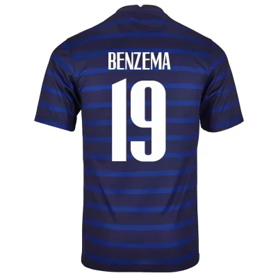 Naisten Ranskan jalkapallomaajoukkue Karim Benzema #19 Kotipaita Tummansininen 2021 Lyhythihainen Paita