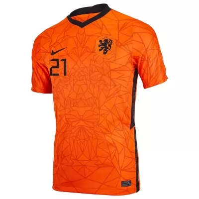 Lapset Alankomaiden Jalkapallomaajoukkue Frenkie De Jong #21 Kotipaita Oranssi 2021 Lyhythihainen Paita