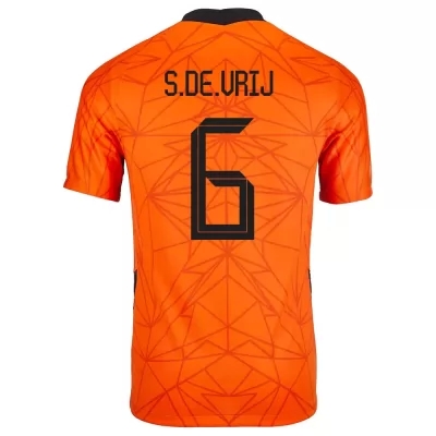 Naisten Alankomaiden jalkapallomaajoukkue Stefan de Vrij #6 Kotipaita Oranssi 2021 Lyhythihainen Paita