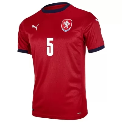 Lapset Tšekin Jalkapallomaajoukkue Vladimir Coufal #5 Kotipaita Punainen 2021 Lyhythihainen Paita