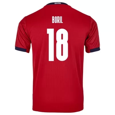 Lapset Tšekin Jalkapallomaajoukkue Jan Boril #18 Kotipaita Punainen 2021 Lyhythihainen Paita