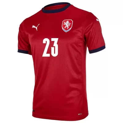 Lapset Tšekin Jalkapallomaajoukkue Tomas Koubek #23 Kotipaita Punainen 2021 Lyhythihainen Paita