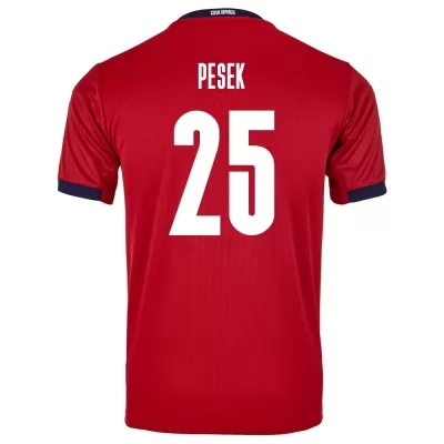 Lapset Tšekin Jalkapallomaajoukkue Jakub Pesek #25 Kotipaita Punainen 2021 Lyhythihainen Paita