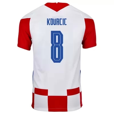 Lapset Kroatian jalkapallomaajoukkue Mateo Kovacic #8 Kotipaita Punainen Valkoinen 2021 Lyhythihainen Paita