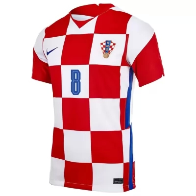 Miesten Kroatian Jalkapallomaajoukkue Mateo Kovacic #8 Kotipaita Punainen Valkoinen 2021 Lyhythihainen Paita