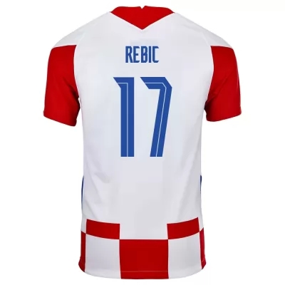 Lapset Kroatian jalkapallomaajoukkue Ante Rebic #17 Kotipaita Punainen Valkoinen 2021 Lyhythihainen Paita