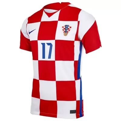 Naisten Kroatian Jalkapallomaajoukkue Ante Rebic #17 Kotipaita Punainen Valkoinen 2021 Lyhythihainen Paita